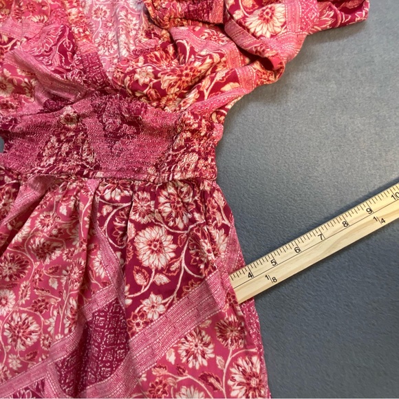 Japna Women’s pink & white Floral long sleeve Maxi Dress, Ruffle hem, V-neck, S - Picture 11 of 11